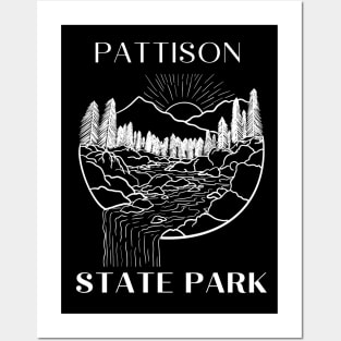 Pattison State Park Waterfall Landscape in the Forest. Posters and Art